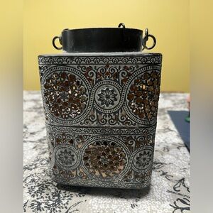 Intricate Black and Silver Candle Lantern